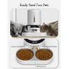 imagePETLIBRO Automatic Cat Food Dispenser for 2 Pets 5L Auto Dog Feeder Dry Food Dispenser with Splitter ampamp 2 Stainless Bowls 10s Meal Call and Timer Setting 50 Portions 6 Meals Per Day Dual Tray FeederWhite