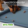 imagePETLIBRO Dog Food Mat Safety Silicone Cat Food Mat for Feeder ampamp Fountain Waterproof Dog Bowl Mat Raised Edge Spill Protection Floor Cove Feeding Mat for AF005 AF103 Single Tray 177quotx12quotLake