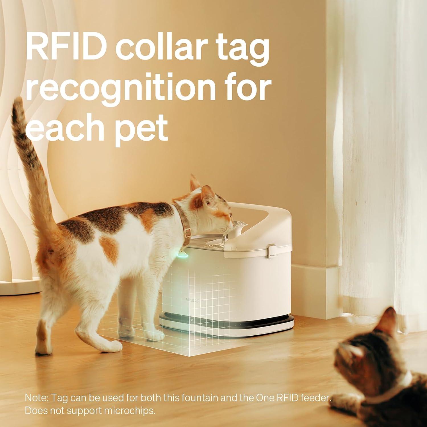 imagePETLIBRO RFID Automatic Cat Feeder ampamp Water Fountain  Collar Tag Activated Personalized Feeding ampamp Fresh Water for MultiPet Homes WiFi Programmable Combo with Cat Recognition ampamp Diet Tracking