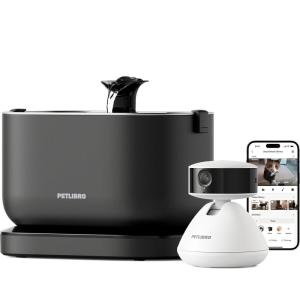 imageBundle of PETLIBRO AI Pet Camera Indoor with Phone App 360 View Dog Camera 1080P Cat Cam Night Vision  PETLIBRO Cat Water Fountain Cordless Pet Water Fountain Battery Operated 25L84oz