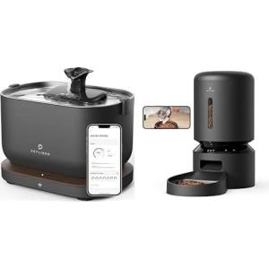 imageBundle of PETLIBRO App Cat Water Fountain 25L84oz Dockstream Pet Water Fountain with 24GHz WiFi  PETLIBRO Automatic Cat Feeder with Camera 1080P HD Video with Night Vision 5G WiFi Pet Feeder