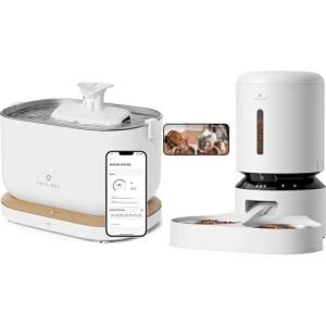 imageBundle of PETLIBRO App Cat Water Fountain 25L84oz Dockstream Pet Water Fountain with 24GHz WiFi  PETLIBRO Automatic Cat Feeder with Camera for Two Cats 1080P HD Video 5G WiFi Pet Feeder
