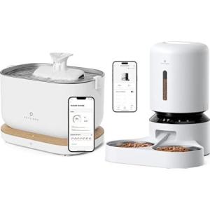 imageBundle of PETLIBRO App Cat Water Fountain 25L84oz Pet Water Fountain with 24GHz WiFi  PETLIBRO Automatic Cat Feeder 5G WiFi Pet Feeder for Two Cats or Dogs with Remote Control 5L Cat Dispenser