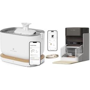 imageBundle of PETLIBRO App Monitoring Cat Water Fountain 25L84oz Pet Fountain with 24GHz WiFi  PETLIBRO Upgraded RFID Automatic Cat Feeder 5G WiFi Automatic Pet Feeder with Light Collar Tag
