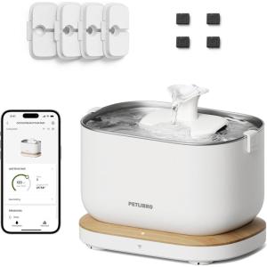 imageBundle of PETLIBRO App Monitoring Cat Water Fountain with Wireless Pump 25L84oz Dockstream Pet Water Fountain for Cats Inside  4 Packs Replacement Filters