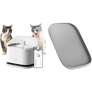 imageBundle of PETLIBRO Multi Cats Water Fountain Dockstream RFID Smart APP Monitoring Cat Fountain x 2 Collar Tags 101oz3L Pet Water Fountain  177 x 12 Silicone Cat Food Mat for Feeder ampamp Fountain