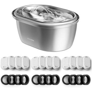 imageBundle of PETLIBRO Stainless Steel Cat Water Fountain 101oz3L Pet Water Fountain for Cats Inside with 4 Filters ampamp 4 Sponges  PETLIBRO 8 Packs Replacement Filters for PLWF003 ampamp PLWF006