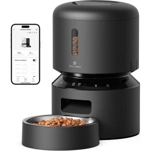 imagePETLIBRO Automatic Cat Feeder 5G WiFi Automatic Pet Feeder with Freshness Preservation 3L Timed Cat Feeders for Dry Food Up to 48 Portions 10 Meals Per Day Granary Pet Feeder for CatDog WhiteBlack