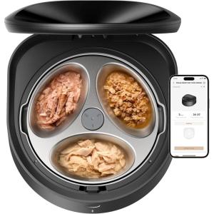 imagePETLIBRO Automatic Cat Feeder Wet Food with Stainless Steel Bowl Refrigerated Auto Cat Feeder with Semiconductor Cooling 3 Fresh Meals for 3 Days AppControlled Pet Food Dispenser Easy to CleanBlack