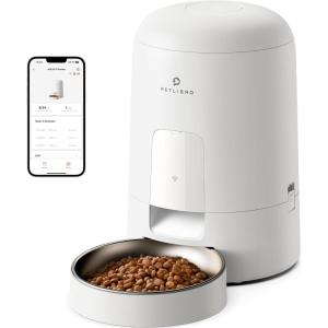 imagePETLIBRO Automatic Cat Feeder WiFi Rechargeable Cat Food Dispenser BatteryOperated with 30Day Life AIR Timed Pet Feeder for Cat ampamp Dog 2L Auto Cat FeederWhite Opaque