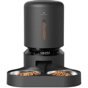 imagePETLIBRO Automatic Cat Food Dispenser for 2 Pets 5L Auto Dog Feeder Dry Food Dispenser with Splitter ampamp 2 Stainless Bowls 10s Meal Call and Timer Setting 50 Portions 6 Meals Per Day Dual Tray FeederBlack