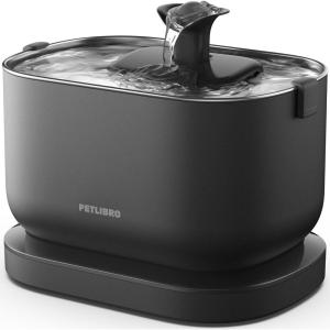imagePETLIBRO Cat Water Fountain Cordless Pet Water Fountain Battery Operated 25L84oz Dockstream Water Fountains for Cats Indoor Cat Fountain with Stainless Steel Tray Easy to Clean BPAFreeBlack