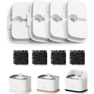 imagePETLIBRO Cat Water Fountain Filter 4 Packs Cat Fountain Filter Replacement ampamp Sponges for Dockstream WF106WF116WF105WF115WF005WF305 2Month Set EasySwap for PETLIBRO Pet Fountain Filterwhite
