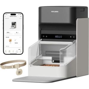 imagePETLIBRO RFID Automatic Cat Feeder Collar SensorActivated Personalized Meals Cats Recognition ampamp Diet Tracking for MultiPet Homes and Different Diets 5Gampamp24G WiFi Programmable Cat Food DispenserWhite