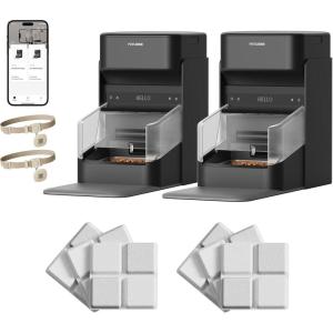image2 Packs PETLIBRO RFID Automatic Cat Feeder with 12 Packs Pet Food Desiccant Bag Collar Sensor for Personalized Meals WiFi Programmable Food Dispenser with Cats Recognition ampamp Diet Tracking