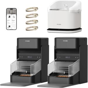 imageBundle of 2 Packs PETLIBRO RFID Automatic Cat Feeder Collar Sensor for Personalized Meals Cats Recognition Diet Tracking  RFID Multi Cats Water Fountain with Hydration Monitoring x3 Collar Tags