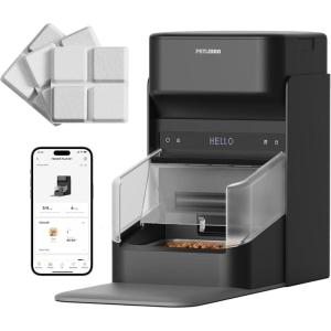 imagePETLIBRO RFID Automatic Cat Feeder with 6 Packs Pet Food Desiccant Bag Collar Sensor for Personalized Meals WiFi Programmable Food Dispenser with Cats Recognition ampamp Diet Tracking