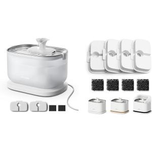 imagePETLIBRO Cat Water Fountain  PETLIBRO Genuine 6 Packs Filters Cat Fountain Indoor Stainless Steel Tray 25L84oz Wireless Pump Pet Water Fountain Cat Water Dispenser with Two Flow ModesWhite