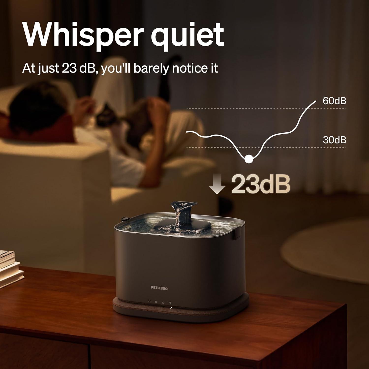 imagePETLIBRO Upgrade Cordless Cat Water Fountain  8 Packs Genuine Cat Fountain Filter Replacement App Monitoring 3L101oz Dockstream 2 Pet Water Fountain with Stainless Steel Tray 4Month Set EasySwapBlack