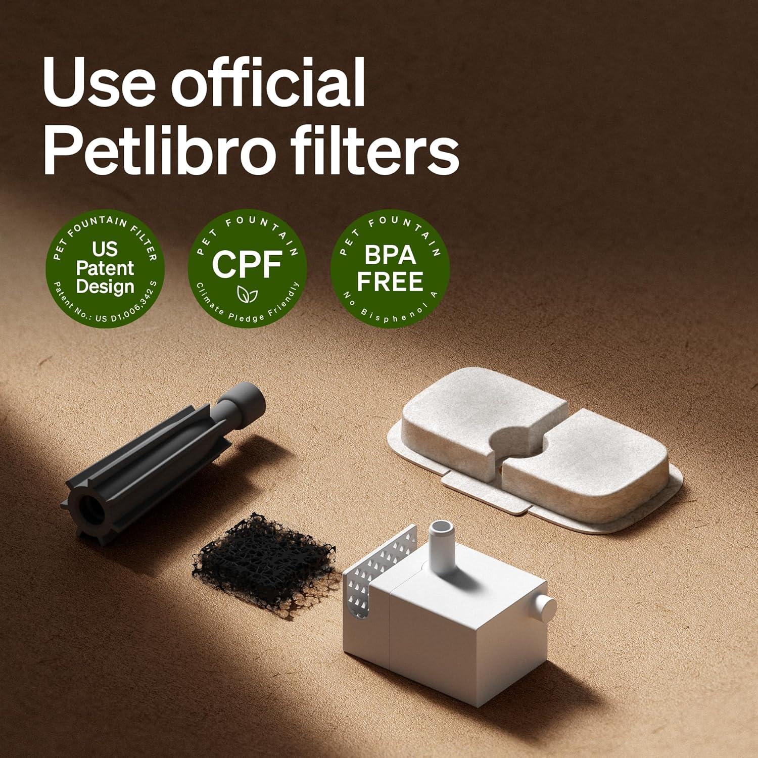 imagePETLIBRO Upgrade Cordless Cat Water Fountain  8 Packs Genuine Cat Fountain Filter Replacement App Monitoring 3L101oz Dockstream 2 Pet Water Fountain with Stainless Steel Tray 4Month Set EasySwapBlack