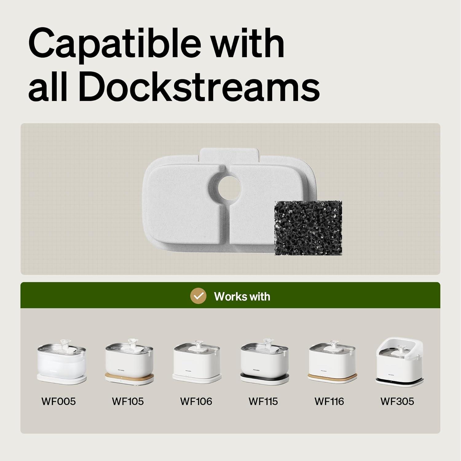 imagePETLIBRO Upgrade Cordless Cat Water Fountain  8 Packs Genuine Cat Fountain Filter Replacement App Monitoring 3L101oz Dockstream 2 Pet Water Fountain with Stainless Steel Tray 4Month Set EasySwapWhite