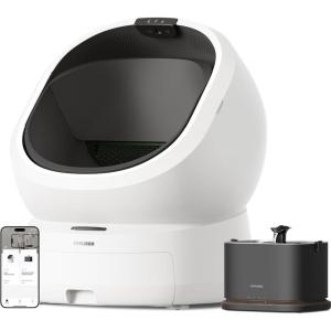 imageBundle of PETLIBRO Luma Automatic Cat Litter Box AI Waste Analysis PETLIBRO Upgrade Cat Water Fountain Battery Operated App Monitoring 3L101oz Dockstream 2 with Stainless Steel Tray 5GHz WiFi