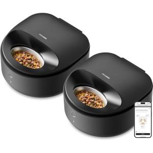 imagePETLIBRO Automatic Cat Feeder Wet Food with Stainless Steel Bowl 2 Packs Refrigerated Auto Cat Feeder with Semiconductor Cooling 3 Fresh Meals AppControlled Pet Food Dispenser Easy to CleanBlack