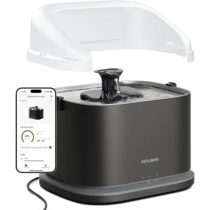 imagePETLIBRO Upgrade Cat Water Fountain  Splash Shield Dockstream 2 Smart App Monitoring Pet Water Fountain for Cats Indoor 3L101oz Stainless Steel Tray for DrinkingShield Prevent Water Spills