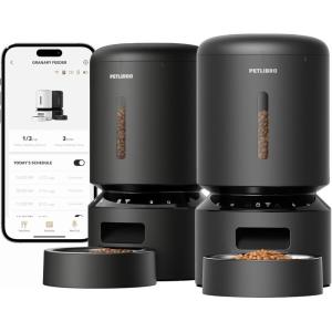 imagePETLIBRO Automatic Multiple Cats Feeder 5G WiFi Automatic Dog Food Dispenser with Freshness Preservation for 2 Pets 5L Timed Pet Feeder with Low Food Sensor Up to 10 Meals Per Day Granary Black