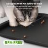 imagePETLIBRO Dog Food Mat Keep Floors Clean Under Food amp Water Bowls NonSlip Waterproof Mat for Automatic Feeders amp Cat Water Fountains 22 x 165 BlackBlack
