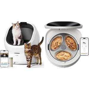 imageBundle of PETLIBRO Automatic Litter Box and Cat Feeder for Wet Food Self Cleaning Litter Box with AI Waste Analysis and MultiCats Recognition Refrigerated Cat Feeder with Semiconductor Cooling