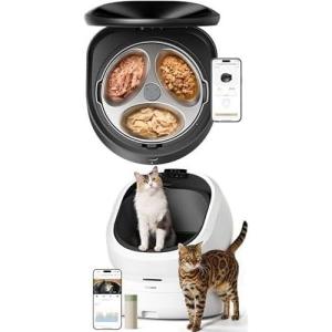 imagePETLIBRO Automatic Litter Box and Cat Feeder for Wet Food and Self Cleaning Litter Box with AI Waste Analysis and MultiCats Recognition