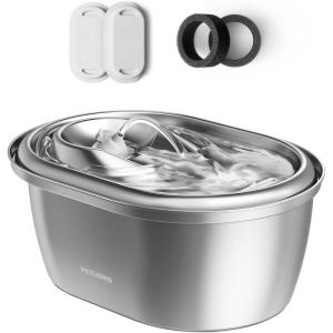 imagePETLIBRO Stainless Steel Cat Water Fountain 101oz3L Automatic Water Dispenser for Cats Indoor Quiet Pet Water Dispenser with 2 Filters Adjustable Flow Cat Fountain Also for Small DogsMetal