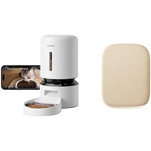 image:imageBundle of PETLIBRO Automatic Cat Feeder with Camera 1080P HD amp Night Vision 5GHz24GHz WiFi with App Control Motion Alerts for Cats amp Dogs Stainless Steel Single TraySilicone Dog amp Cat Food Mat