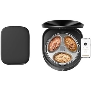 image:imageBundle of PETLIBRO Dog Food Mat 22 x 165 Black  PETLIBRO Automatic Wet Food Cat Feeder with Semiconductor Cooling Refrigerated 3 Fresh Meals in 3 Days AppControlled Stainless Steel Bowl