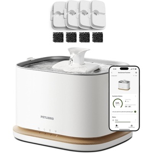 image:imageBundle of PETLIBRO Upgrade Cat Water Fountain Cordless Cat Fountain App Monitoring 3L101oz Dockstream 2 Pet Water Fountain with Stainless Steel Tray Dog Water Bowl Dispenser  Splash ShieldWhite