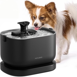 image:imagePETLIBRO Small Dog Water Fountain Cordless Automatic Dog Water Bowl Dispenser With Stainless Steel Tray 25L84oz Battery Operated Indoor Pet Fountain Also for Medium Breeds Quiet and Easy to CleanBlack