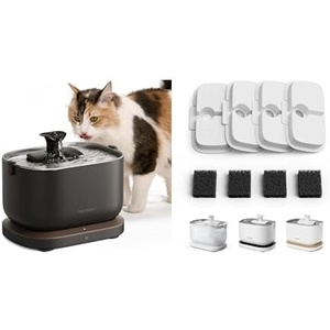 image:imageBundle of PETLIBRO Cat Water Fountain Stainless Steel Tray App Monitoring Cat Fountain Indoor 25L84oz Dockstream Pet Water Fountain BPAFree  PETLIBRO 4 Packs Replacement Filters for2 MonthsBlack